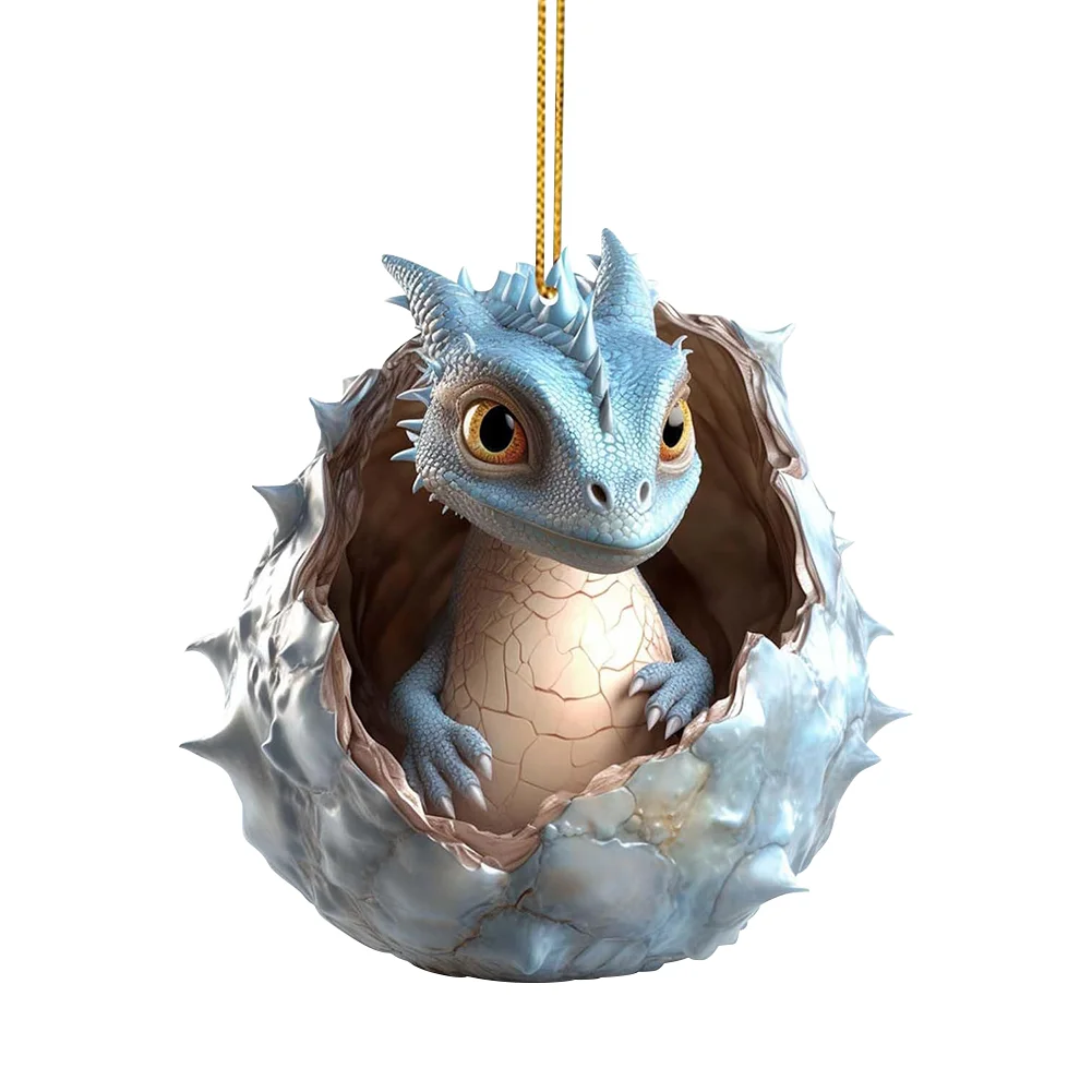 Christmas Dragon Baby Egg Ornaments Acrylic Dragon Egg Pendants for Car Backpack