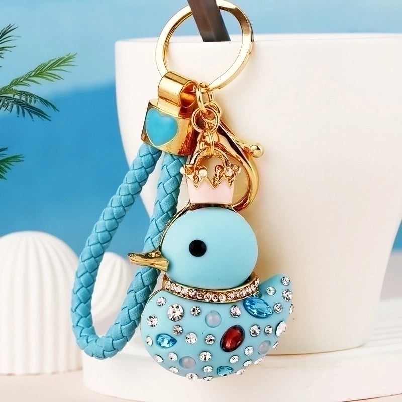 Cartoon Style Cute Duck Resin Diamond Women’s Bag Pendant Keychain