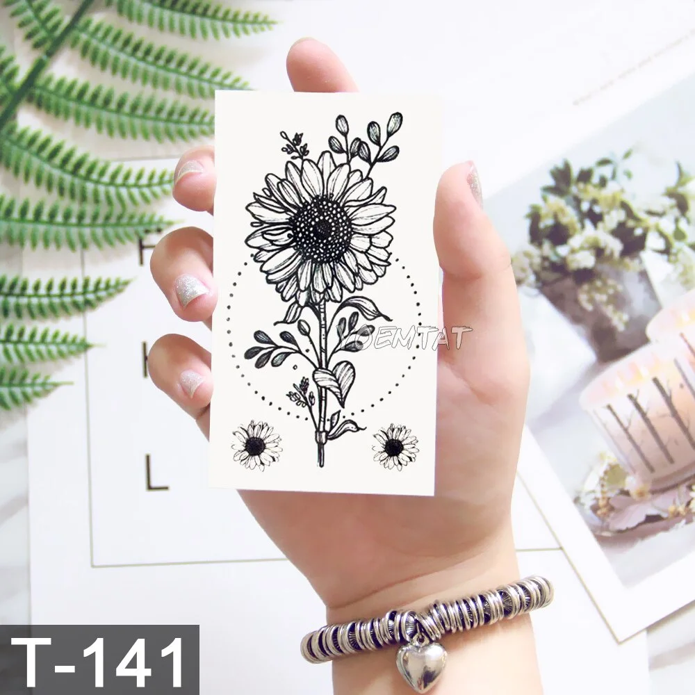 Sdrawing Temporary Tattoo Sticker Lotus Colorful Feather Leaves Butterfly Flash Tatoo Female 3D Body Art Child Fake Tatto Male