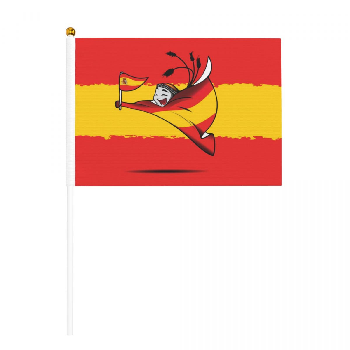Spain World Cup 2022 Mascot Small Stick Mini Hand Held Flags