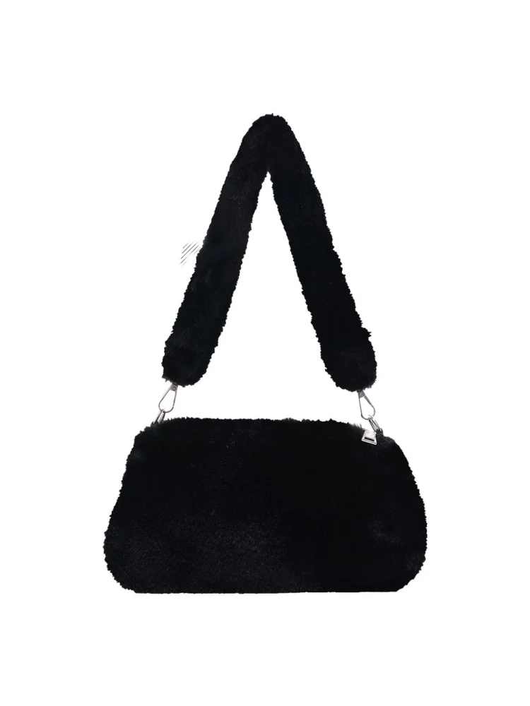 Portable Plush Shoulder Handbag Women Animal Print Underarm Bag Purse (1)