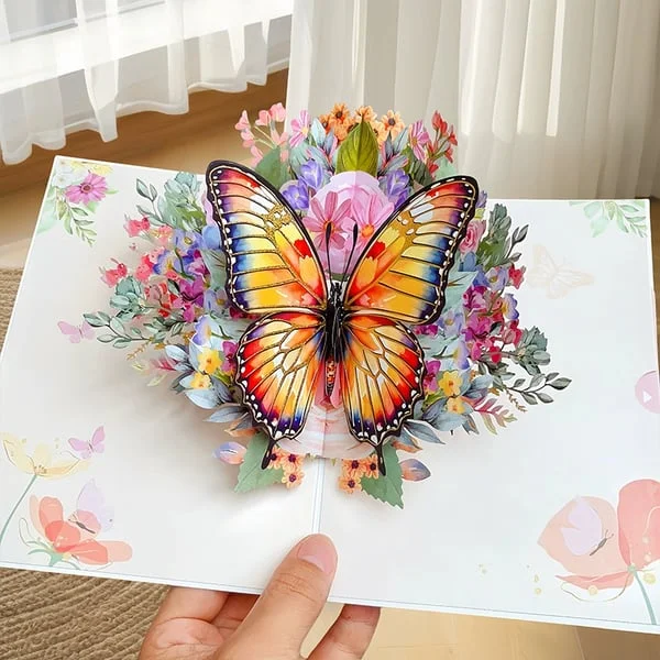 🎁Vibrant 3D Butterfly & Daisy Pop-Up Greeting Card🦋