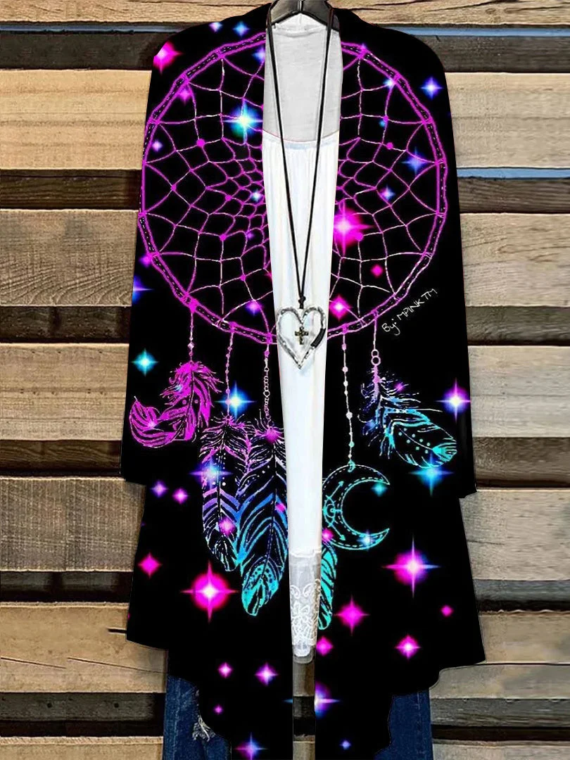 Women's Long Sleeve Printed Graphic Loose Cardigan Coat