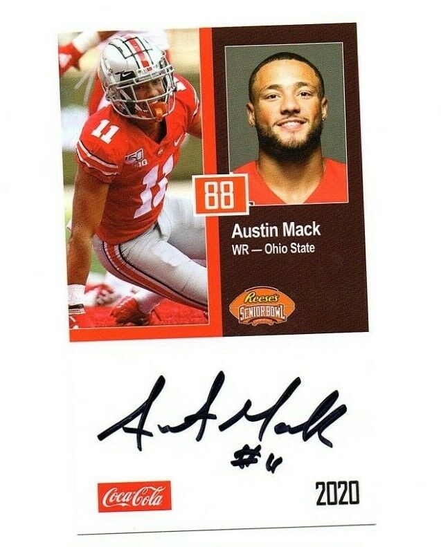 Austin Mack Ohio State Buckeyes Signed Autograph 2020 Senior Bowl Football Card*