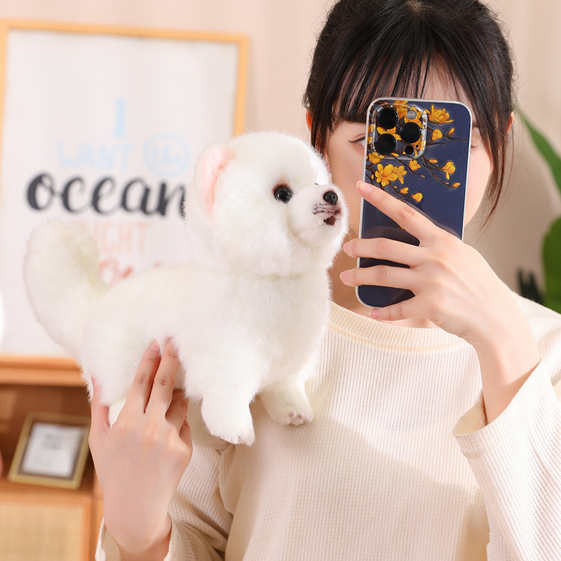 Tegooe Realistic Pomeranian Dog Plush Toy - Soft Stuffed Animal Puppy Doll for Kids