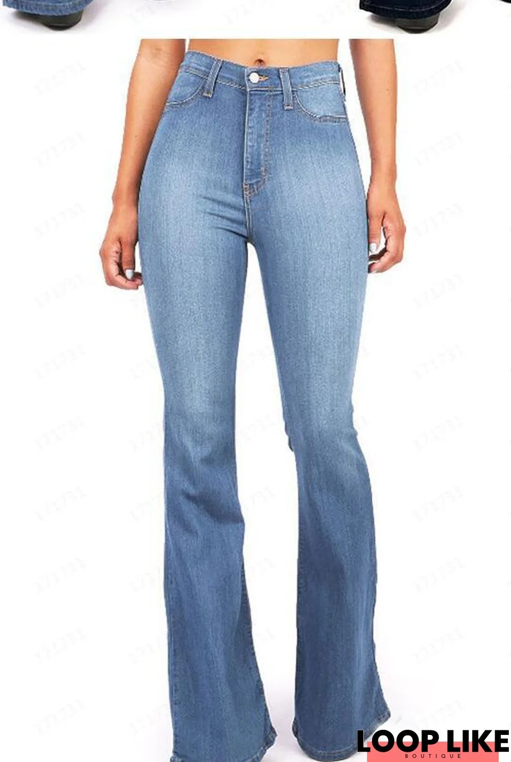 High Waist Skinny Solid Color Women Wide Leg Slimming Long Bell-bottom Pants Summer Jeans