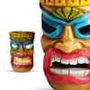 Outdoor Tiki Statue Garden Deco with Solar Light Hawaiian Tiki Ornament (Blue)