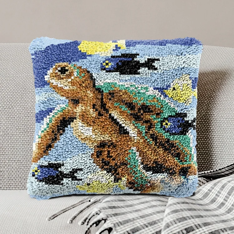 Sea Turtles Pillowcase Latch Hook Kits for Beginners veirousa