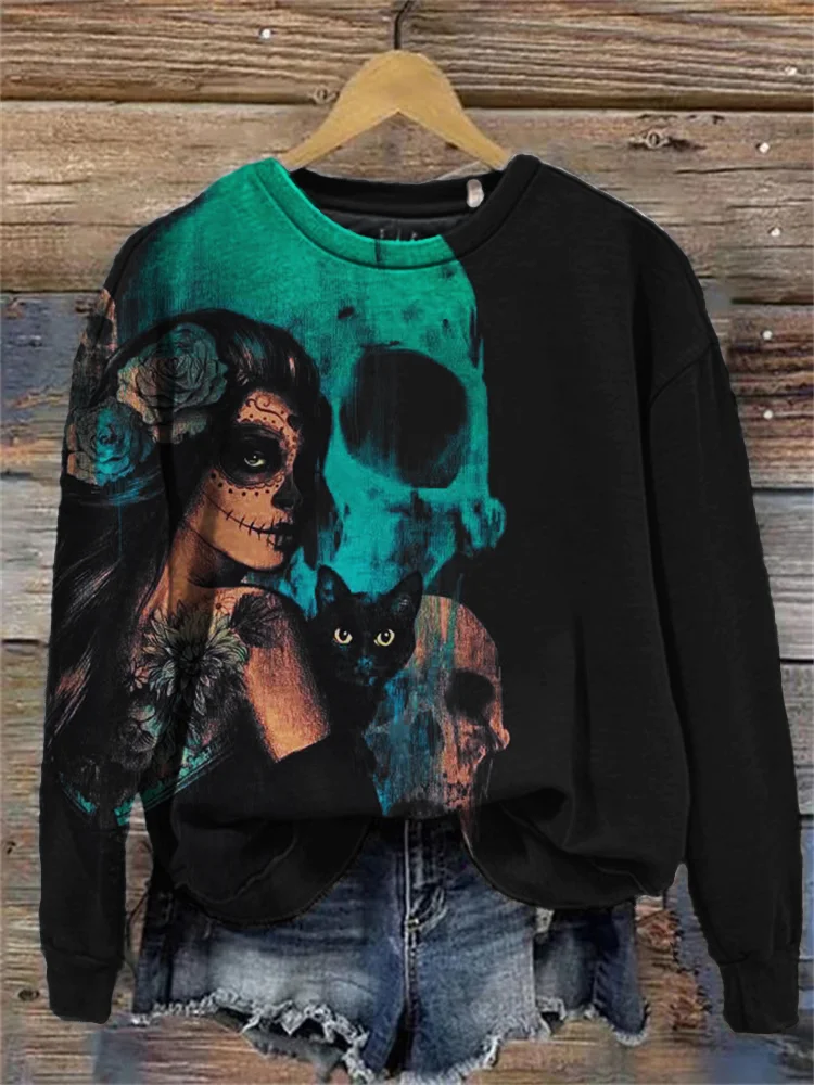 Day Of The Dead Elegant Art Cozy Sweatshirt