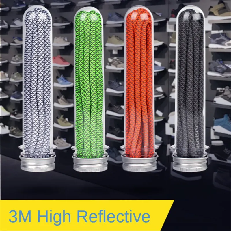 HUCHAO Men And Women Reflective Shoelace Sports Casual Shoes Canvas Shoes Night Reflective Shoelace Rope Round 3M Reflective