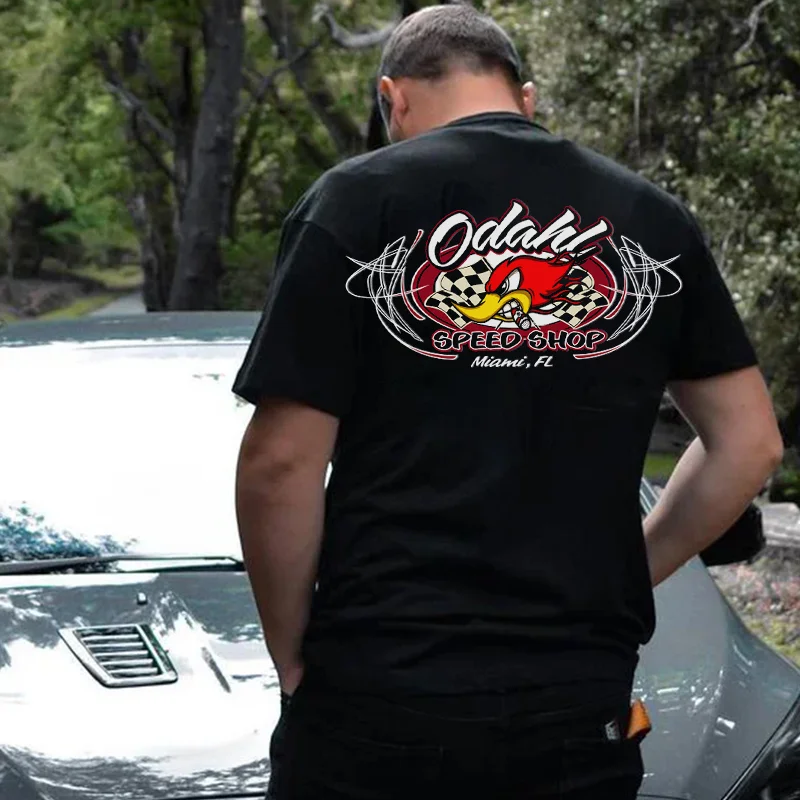 ODAHL SPEED SHOP Hot Rod Bird Print Men's T-shirt