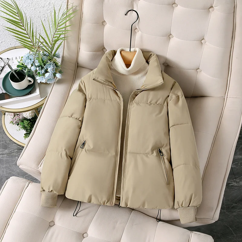 Woherb Winter New Add Thick Stand Collar Bread Clothes Down Cotton-Padded Jacket Female Small Students Korean Version Loose Cotton-Padded Jacket Coat Tide-Outfit Ideas