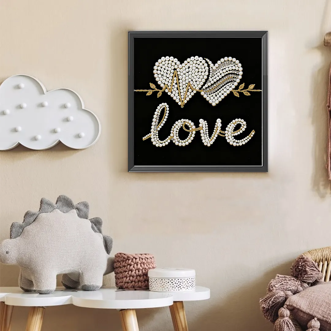 Love Self-Adhesive Frameless DIY Pearl Painting 30x30cm Canvas