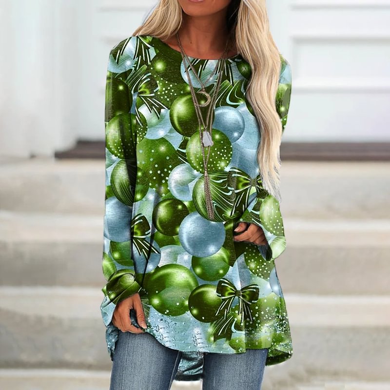 Christmas Green Decorative Ball Printed Women's T-shirt