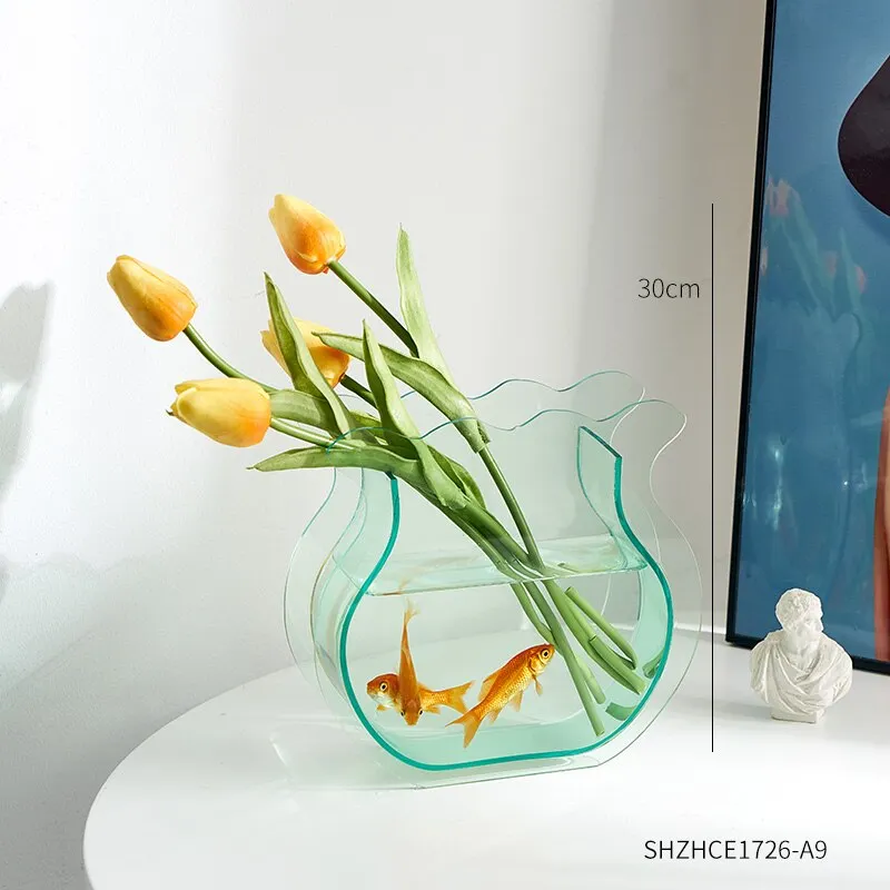 Nordic Decoration Home Acrylic Vase Table Decoration Living Room Terrarium Transparent Flower Arrangement Decorative Vases Gifts