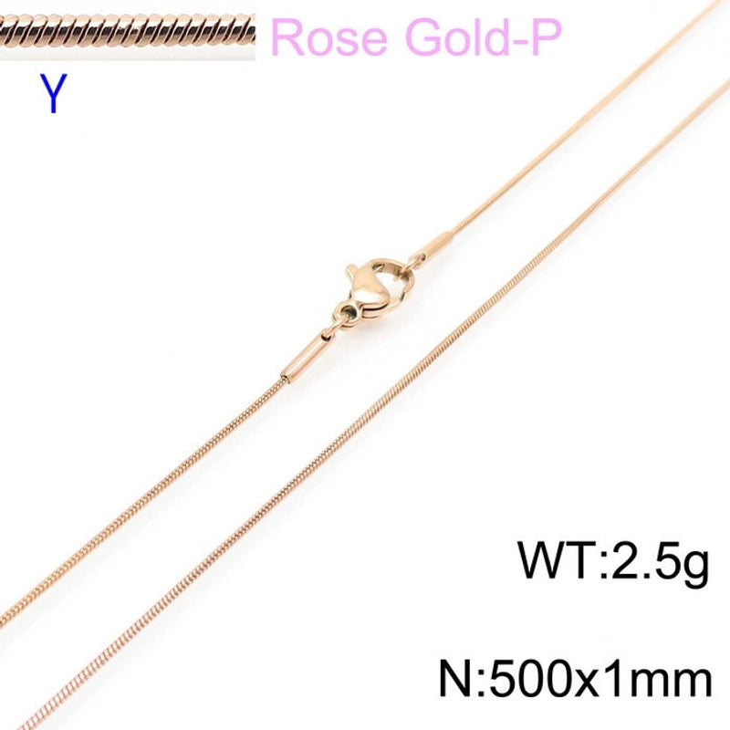 Jewelry Classic Style Solid Color Titanium Steel 18K Gold Plated Chain Necklace