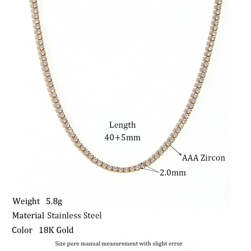Basic Minimalist Classic Style Solid Color 304 Stainless Steel 18K Gold Plated Rhinestones Tennis Bracelet In Bulk