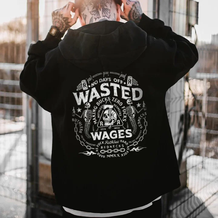 No Days Off Skulls Printed Fashion Men's Hoodie - Krazyskull