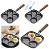4-Cup Cast Iron Egg Frying Pan with Handle Pancake Pan Egg Cooker Fried Egg Pan