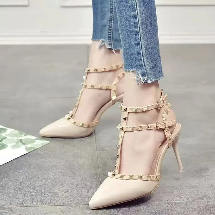 Breakj Breakj High Heels Bare Female Fine Heel Spring And Autumn New Pointed Net Red Back Empty Single Shoes