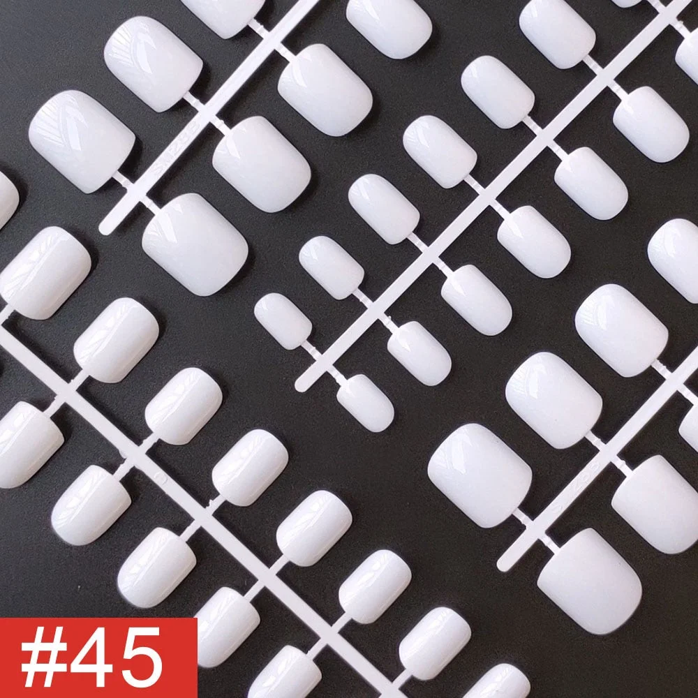 4 Sets/lot Mixed Colors False Nail Tips Short Full Cover Square Fake Nails Comfortable Multicolor Press On Nails Nail DIY-Nail Inspo