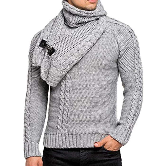 Men's Long Sleeve Slim Pullover Knitted Sweater