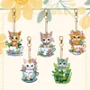 5Pcs DIY Diamond Painting Cat Keychain