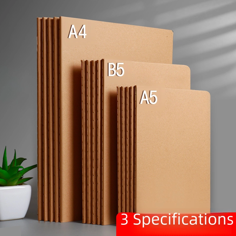 B5 Student Workbook Cowhide Paper Stitched Notebook Diary Practice Book Office Stationery