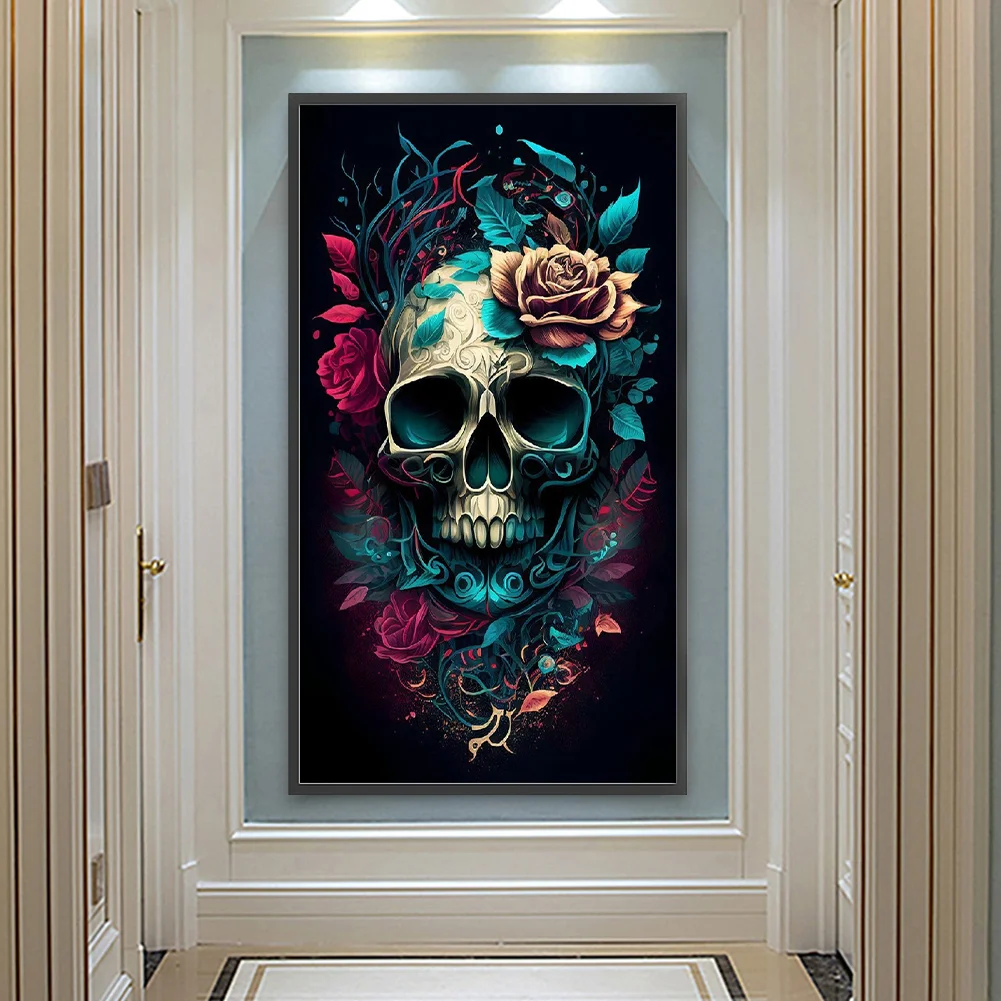 Diamond Painting - Full Round Drill - Flower Skull(40*70cm)