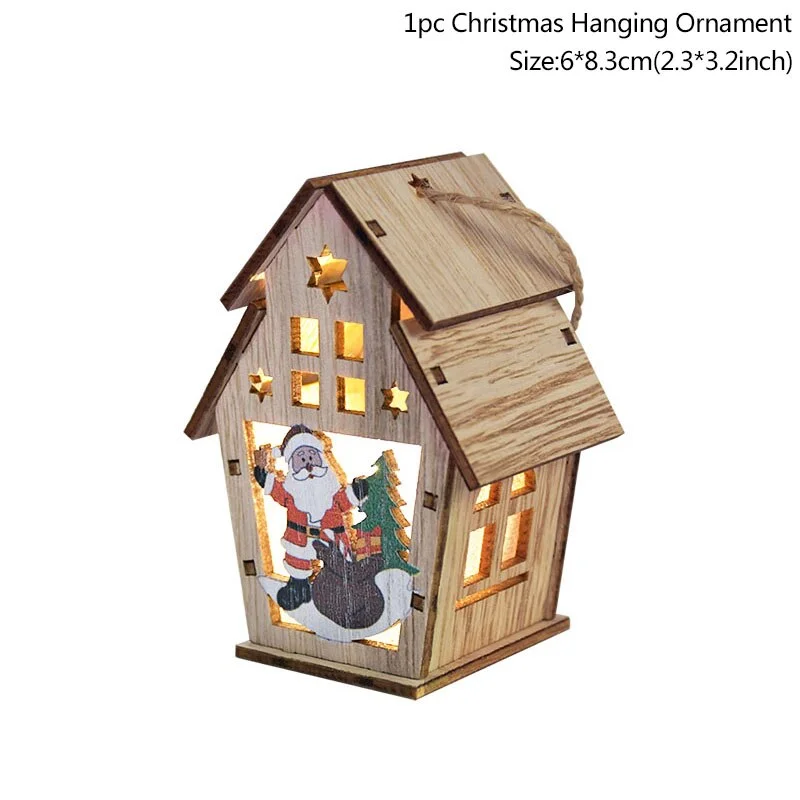 Led Light Wood House Christmas Tree Decorations For Home 2020 Christmas Tree Hanging Ornaments Navidad New Year Xmas Kids Gift