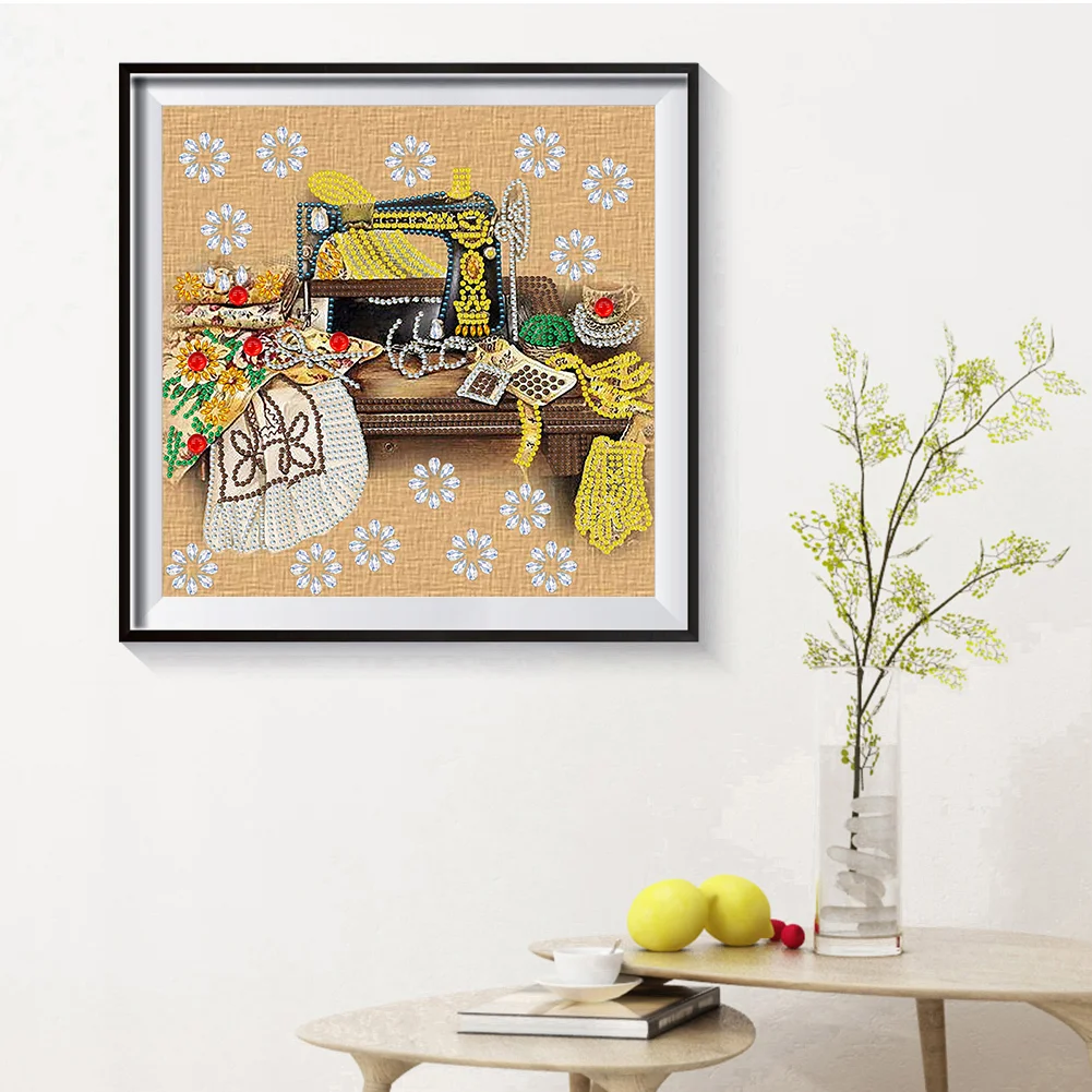 Diamond Painting - Partial Special Shaped Drill - Sewing Machine(Canvas|30*30cm)