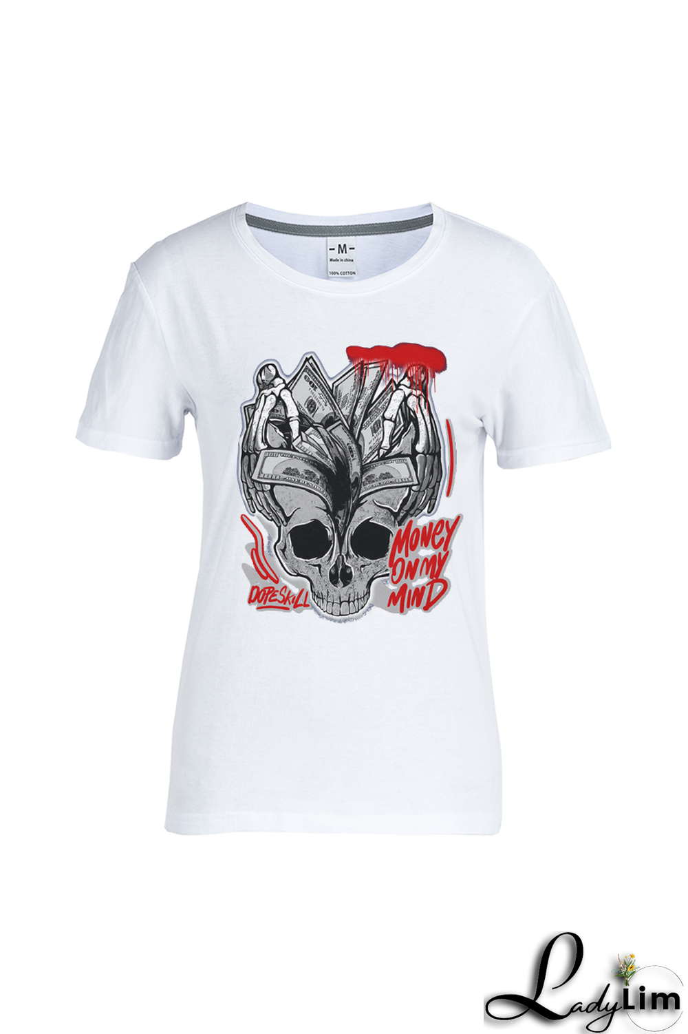 Red Casual Daily Print Patchwork O Neck T-Shirts