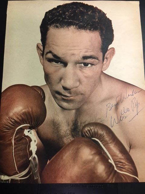 Willie Pep Boxing Champion Vintage Color Magazinr Photo Poster painting(Great Boxing Pose) COA