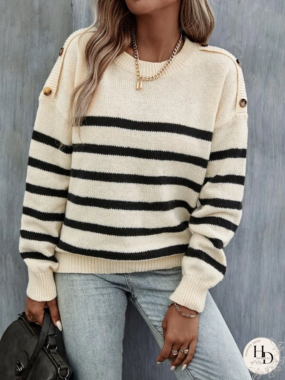 Striped Casual Crew Neck Sweater