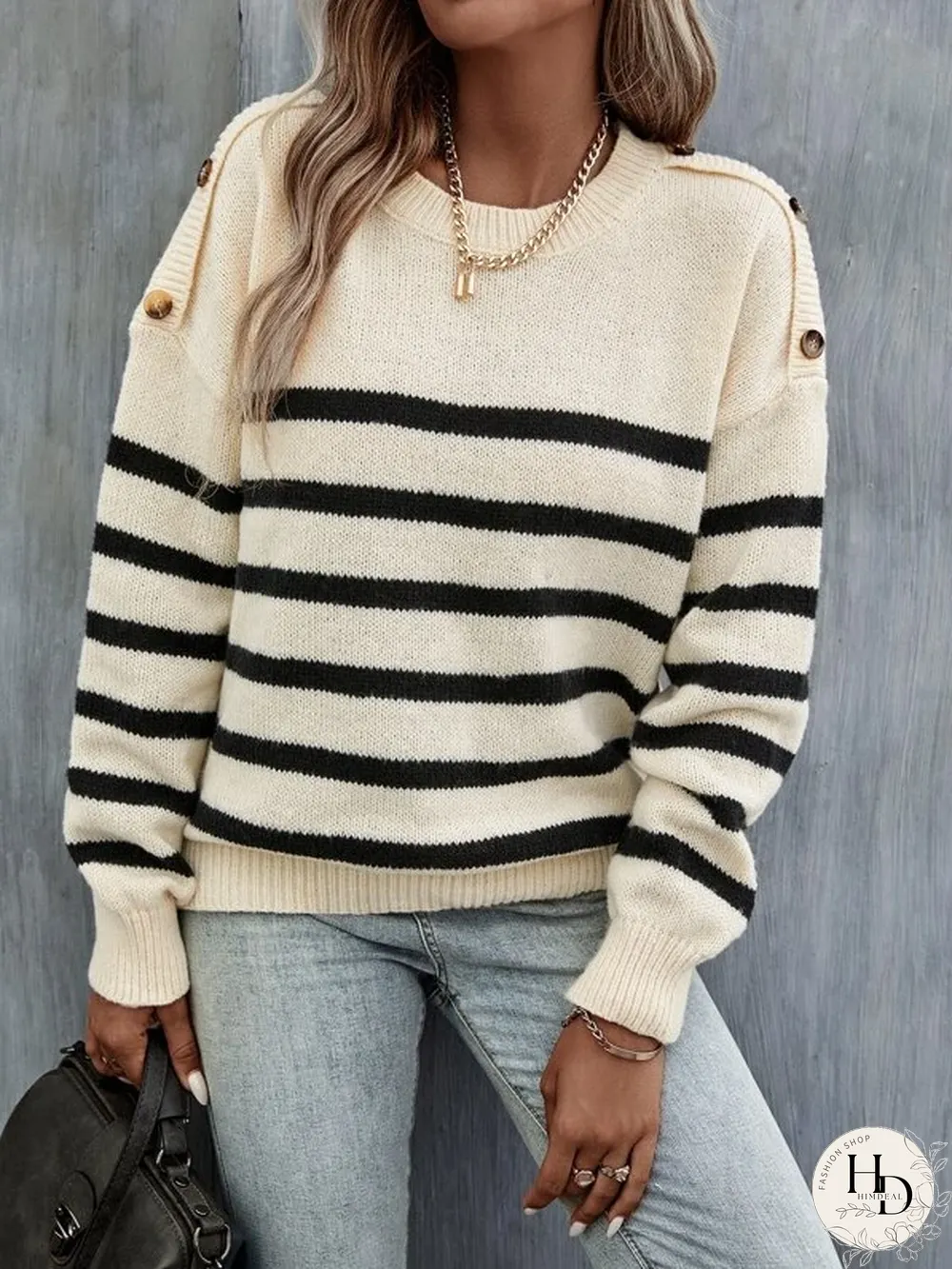 Striped Casual Crew Neck Sweater