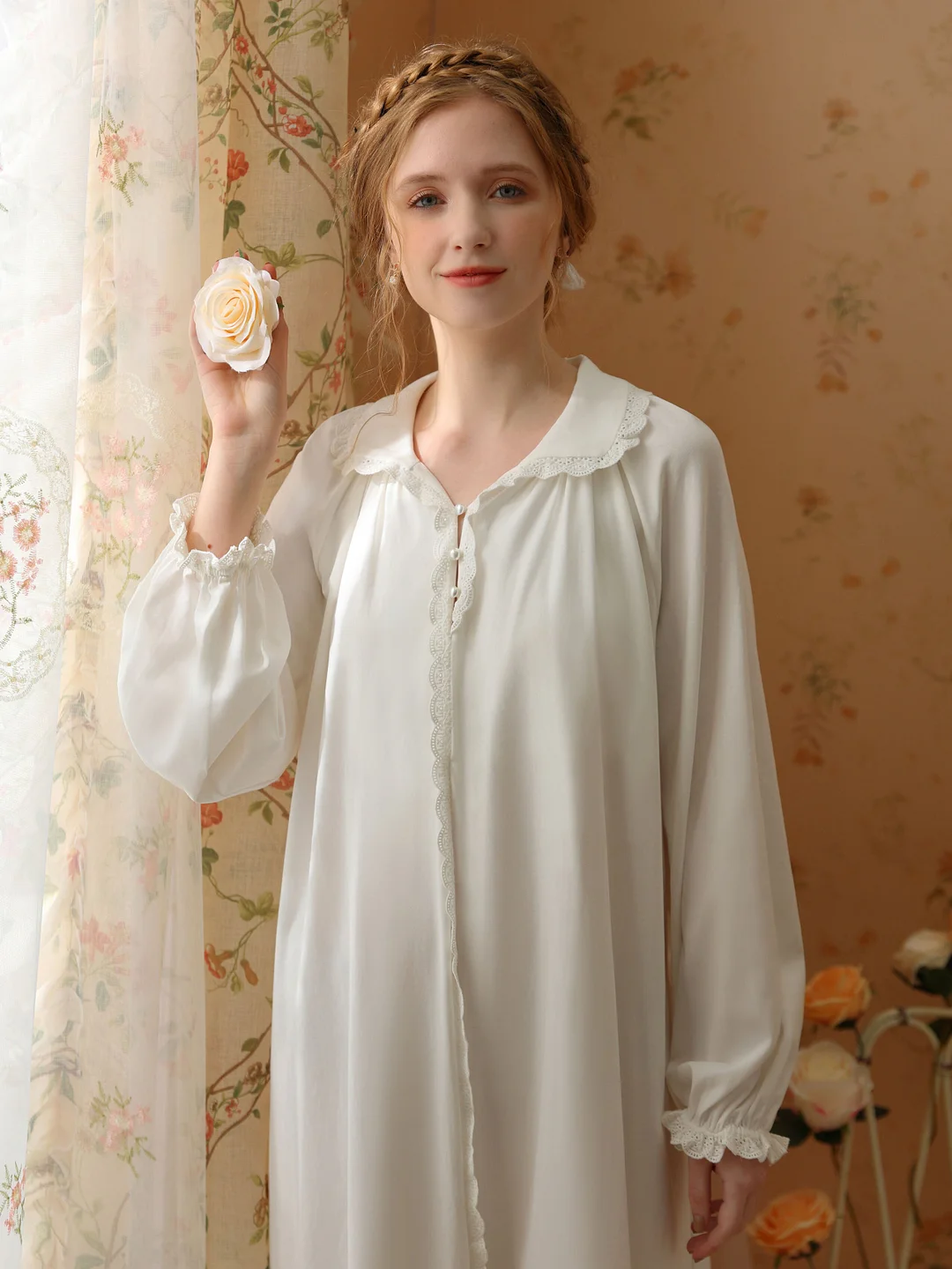 Long Dress Vintage Court Sweet Cotton One-piece Nightgown