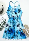 Floral Cut Out Wrap Open Back Mini Dress