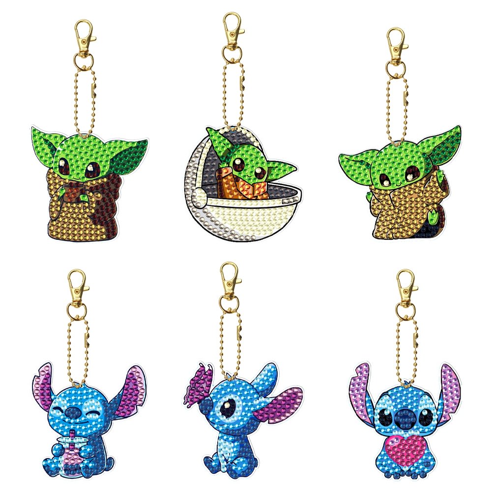 Cartoon - Keychain - DIY Diamond Crafts(6pcs Double Sided)