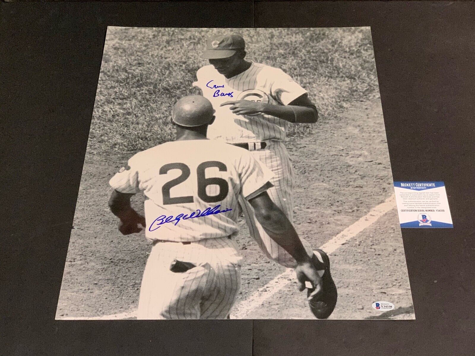 Ernie Banks Billy Williams Chicago Cubs Autographed Signed 16x20 Beckett COA .