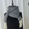 Autumn Winter Grids Knitting Tassels Unisex Shawl Scarf