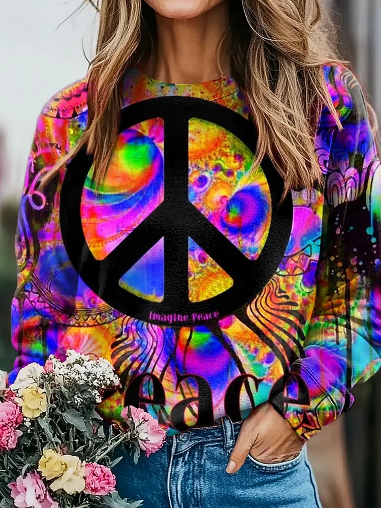 Hippie Art Print Casual  Sweatshirt