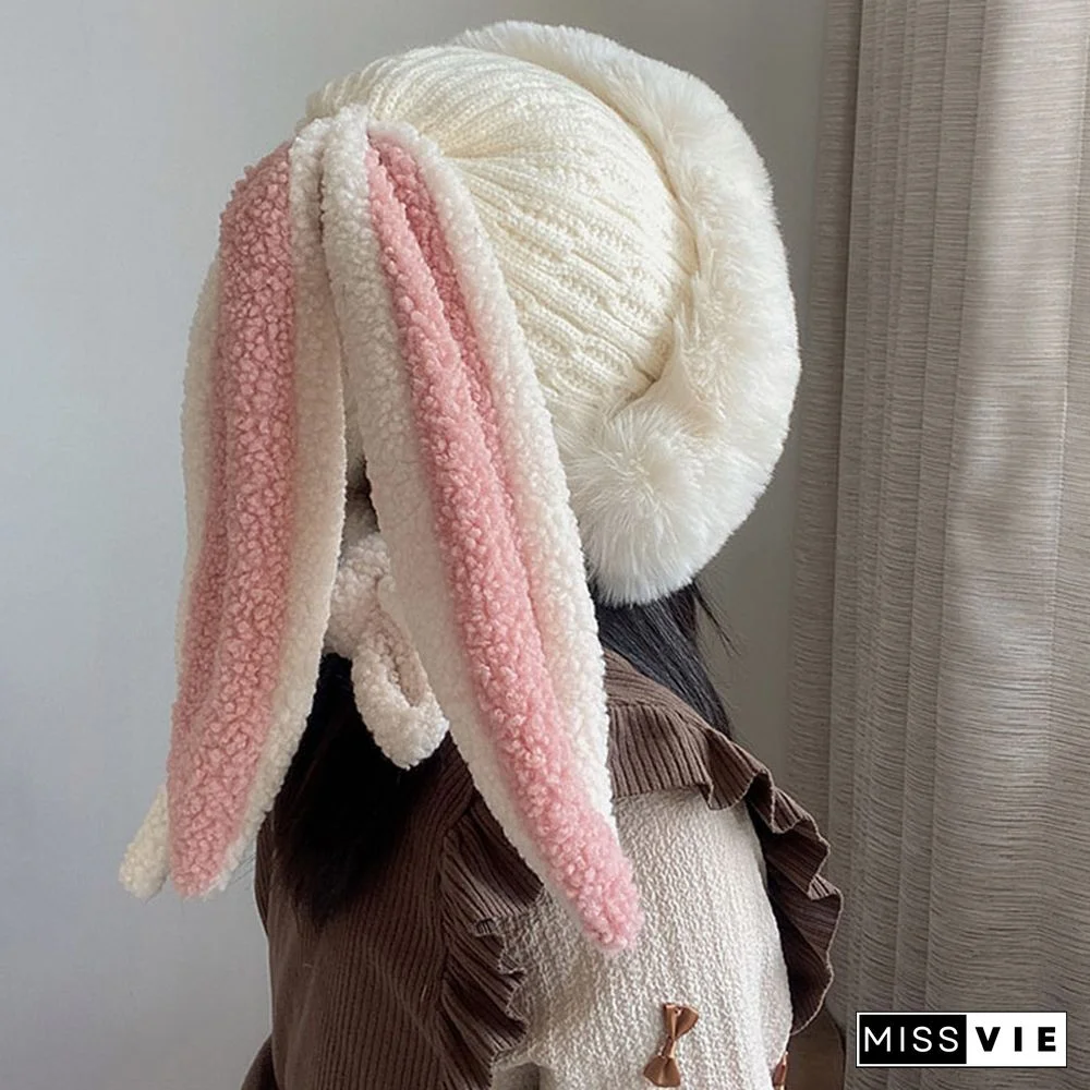 Cartoon Bunny Ears Fleece Hat