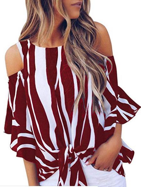 Women Half Sleeve V-neck Solid Color Dress