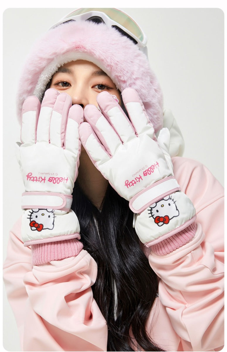 Sanrio Hello Kitty My Melody Kuromi Cinnamoroll Winter Cycling Skiing Gloves for Women Thick Fleece Touchscreen Driving Gloves A Cute Shop - Inspired by You For The Cute Soul 