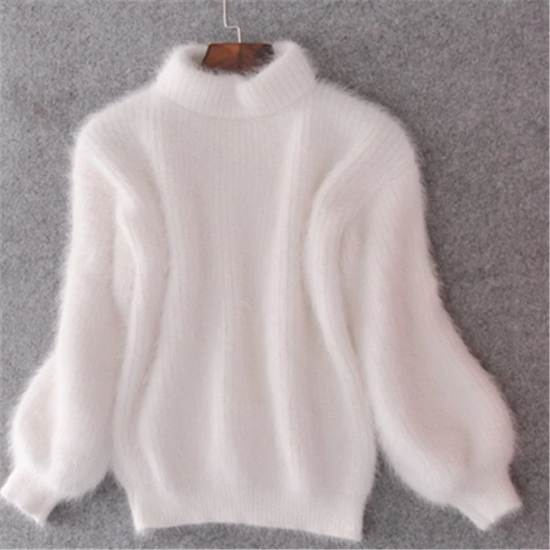 ?Cashmere Solid Color Fluffy Knitting Sweater
