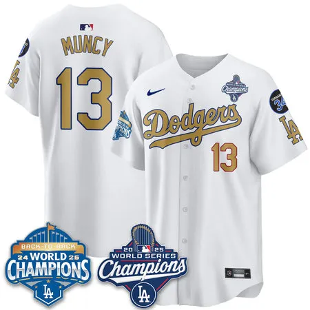 Youth Los Angeles Dodgers #13 Max Muncy White 2025 World Series Champions Jersey