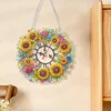 (US Only)2D Flat DIY Sunflower Wreath 5D Diamond Hanging Clock Art Craft for Home