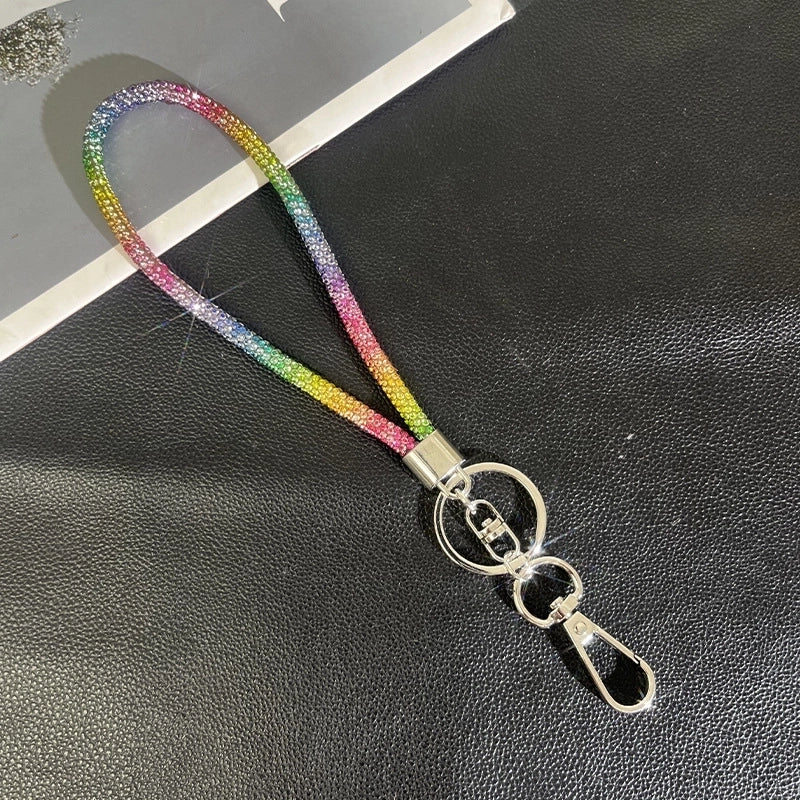 Minimalist Solid Color Rhinestone Inlay Rhinestones Bag Pendant Mobile Phone Chain