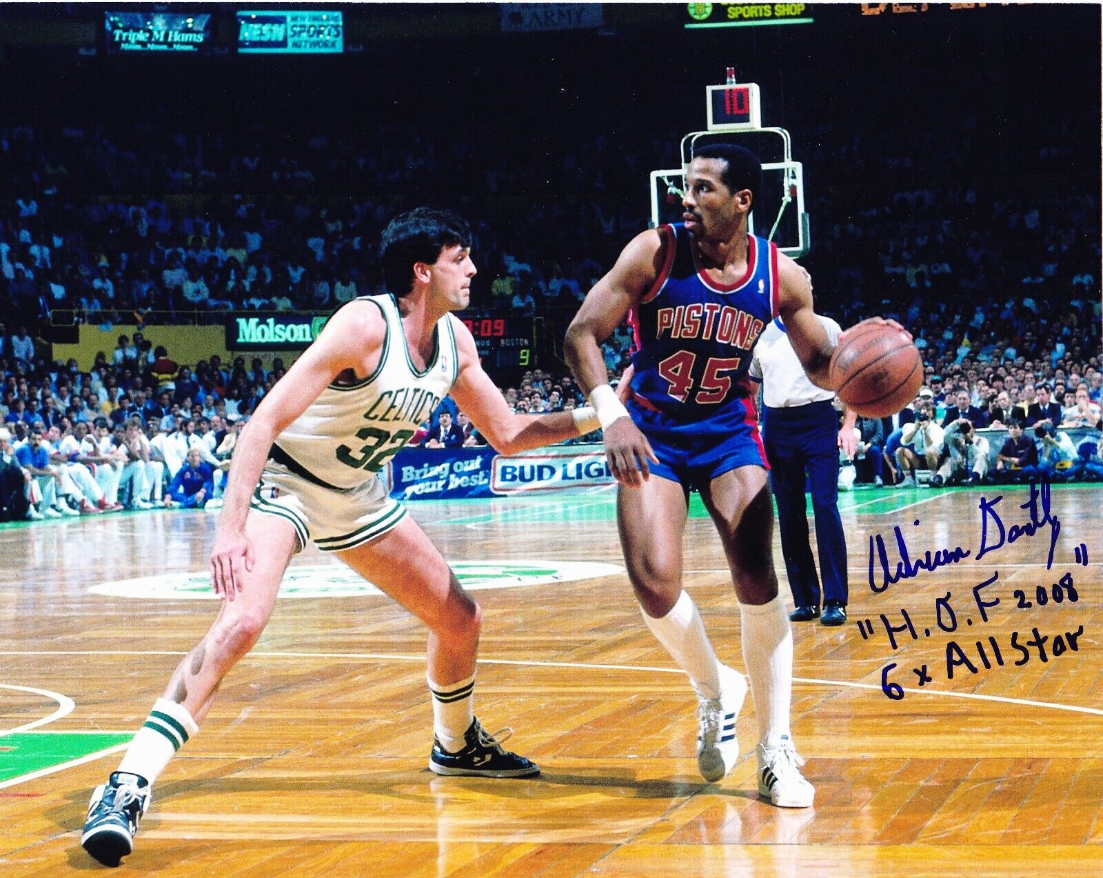 Adrian Dantley signed 8x10 Detroit Pistons color Photo Poster painting #1 HOF, 6 Time All Star