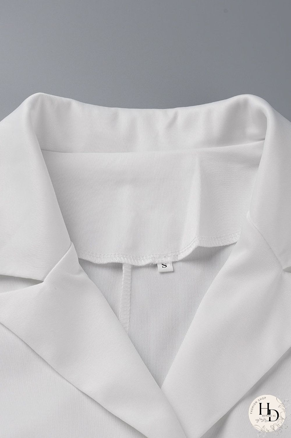 White Casual Solid Patchwork Buttons Turn-back Collar Plus Size Two Pieces